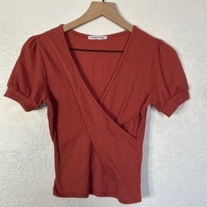 Rusty rose short sleeve blouse